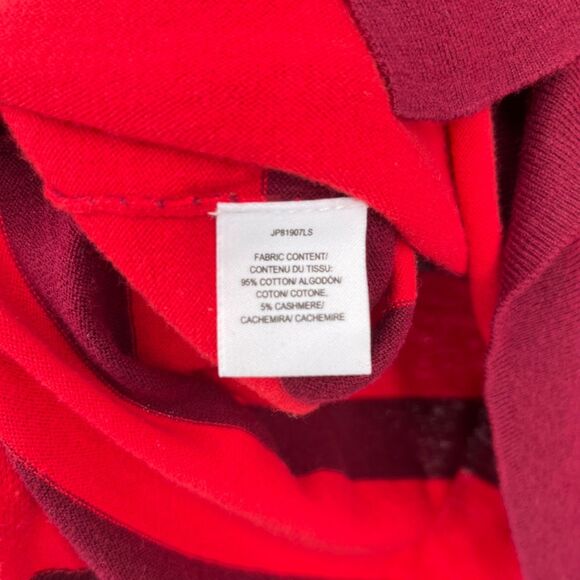 Derek Lam Striped V-neck Sweater in Red, Size XS, Hi-Low Cotton Cashmere - Picture 10 of 11